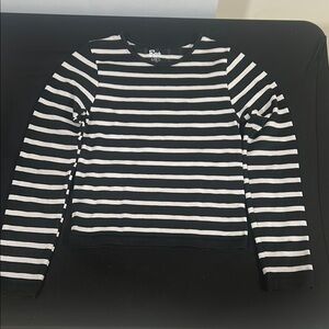 Black and White Striped Long Sleeve Top
